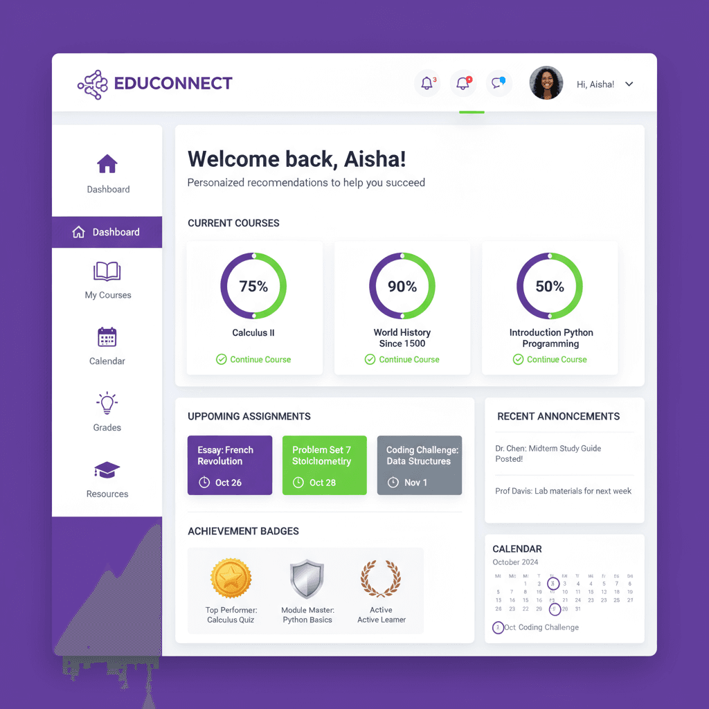 Learning Management System (LMS) screen 2